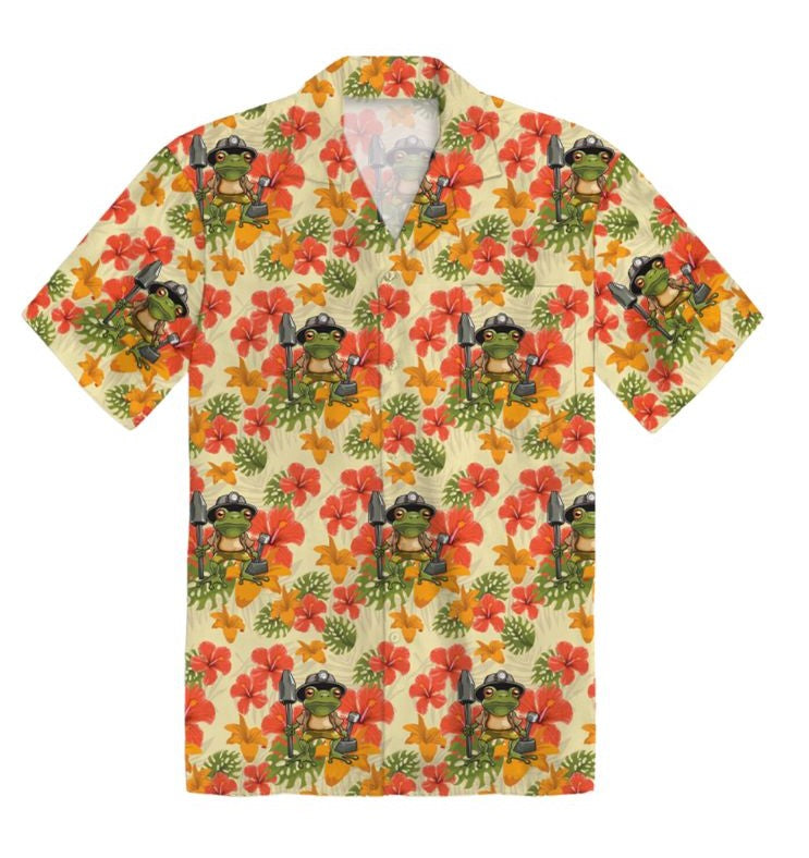 Frog Printed Tropical Shirt- Support Student Scholarships