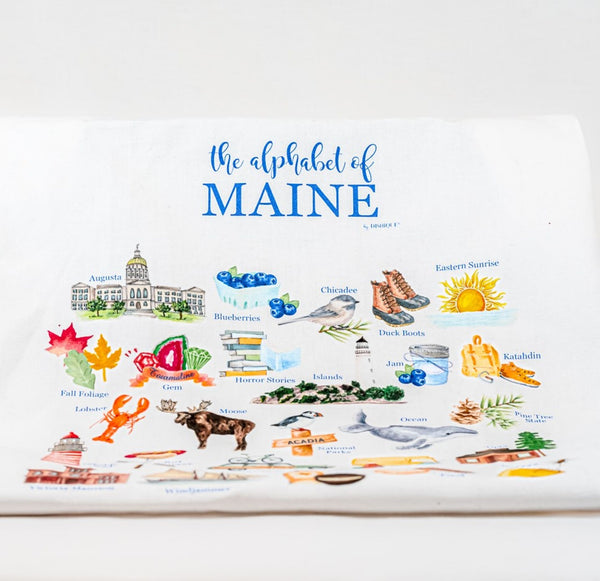 The Alphabet of Maine Tea Towel
